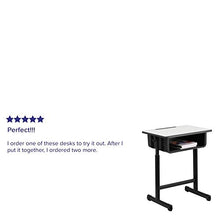 Load image into Gallery viewer, Flash Furniture Student Desk with Grey Top and Adjustable Height Black Pedestal Frame
