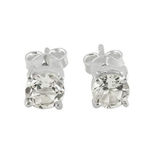 Load image into Gallery viewer, Starborn Danburite Faceted Round Post Earrings in Sterling Silver
