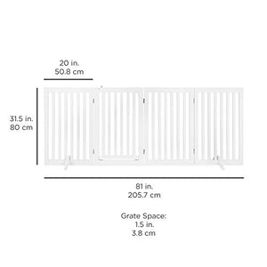 Best Choice Products 31.5in 4-Panel Freestanding Wooden Pet Gate w/Walk Through Door, Adjustable Pen - White