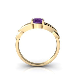 14kt Yellow Gold Amethyst 8x6mm Oval Celtic Trinity Knot Ring - Size 8