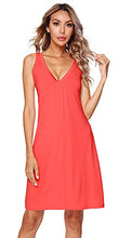 Load image into Gallery viewer, WiWi Women's Soft Bamboo Nightgowns Sleep Shirt Sleeveless Nightgown V Neck Sexy Chemise Sleep Dress S-4X, Peach, 4X
