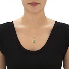 Load image into Gallery viewer, 14K Yellow Gold over Sterling Silver Pear Shaped Genuine Green Jade Cutout Halo Pendant (33mm)
