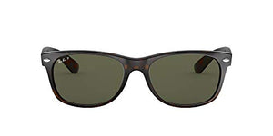 Ray-Ban unisex adult Rb2132 New Wayfarer Polarized Sunglasses, Tortoise/Polarized Green, 58 mm US