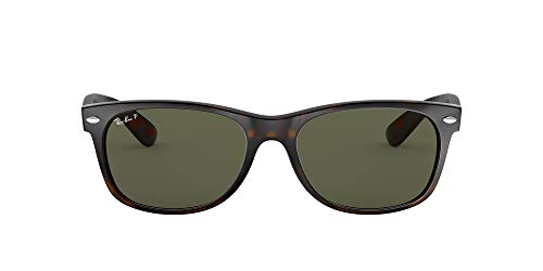 Ray-Ban unisex adult Rb2132 New Wayfarer Polarized Sunglasses, Tortoise/Polarized Green, 58 mm US