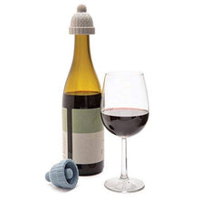 Load image into Gallery viewer, Beanie Cap Decorative Silicone Bottle Stopper in a gift box, Set of Two, Novelty Cork Replacement, Beverage and wine Keeper, champagne bottle stoppers (Blue &amp; Grey)
