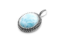 Load image into Gallery viewer, AZIEL Sterling Silver Natural Larimar Round Pendant Necklace,18&quot;
