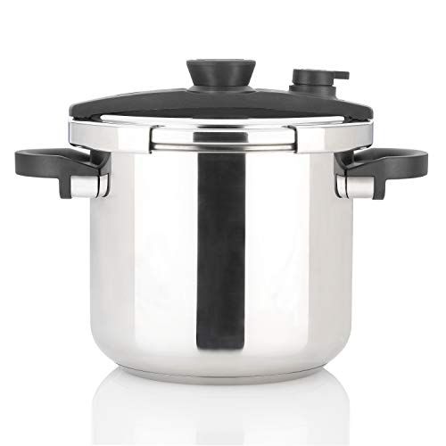 Zavor EZLock 7.4 Quart Stove-top Pressure Cooker with Dual Pressure Settings, Universal Locking Mechanism, Recipe Book and Steamer Basket - Polished Stainless Steel (ZCWEZ03)