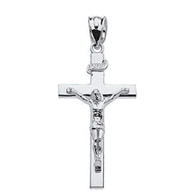 Load image into Gallery viewer, Fine 925 Sterling Silver Linear Cross INRI Crucifix Charm Pendant (1.60&quot;)
