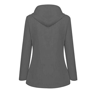 Thenxin Rain Jacket Women's Waterproof Windproof Hooded Outdoor Raincoat Hiking Windbreaker(Gray,XL)