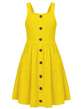 Load image into Gallery viewer, Arshiner Girls Dress Short Sleeve A Line Swing Skater Twirl Summer Dress Yellow 10 12
