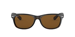 Ray-Ban RB2132 New Wayfarer Square Sunglasses, Tortoise/Polarized B-15 Brown, 55 mm