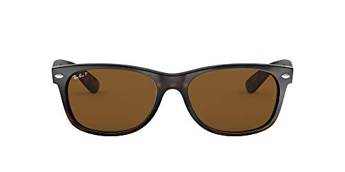 Ray-Ban RB2132 New Wayfarer Square Sunglasses, Tortoise/Polarized B-15 Brown, 55 mm