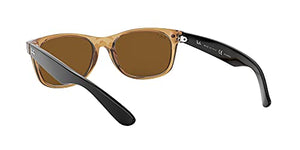 Ray-Ban unisex adult Rb2132 New Wayfarer Polarized Sunglasses, Gold Frame/Brown B-15XLT Lens, 55 mm US