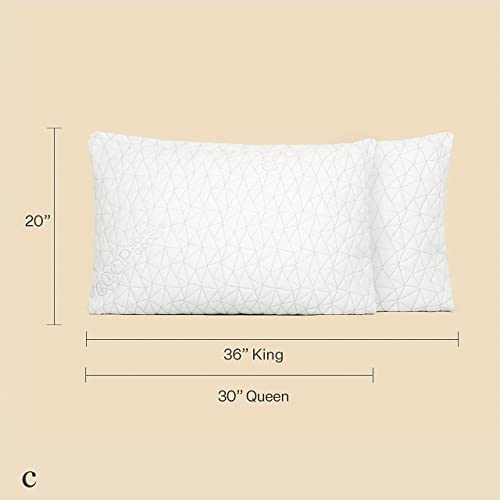 Load image into Gallery viewer, Coop Home Goods - Premium Adjustable Loft Pillow - Cross-Cut Memory Foam Fill - Lulltra Washable Cover from Bamboo Derived Rayon - CertiPUR-US/GREENGUARD Gold Certified - Queen