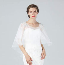 Load image into Gallery viewer, Wedding Cape Lace Bridal High-Low Capelet Bolero Cover Up Lace Shawl 1920S Women Shrug Wrap Off White Style 3
