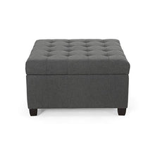 Load image into Gallery viewer, Christopher Knight Home Hedda Tufted Fabric Storage Ottoman, Dark Gray, Dark Brown

