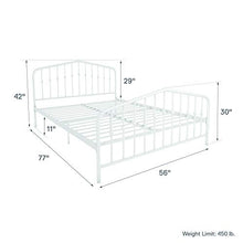 Load image into Gallery viewer, Novogratz Bushwick Metal Bed with Headboard and Footboard | Modern Design | Full Size - White
