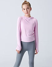 Load image into Gallery viewer, 3 Pack Youth Girls Hoodies Long Sleeve Shirt Lightweight Dry Fit Athletic Pullover Tops with Thumbholes (Set 1, Large)
