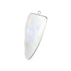 42x16mm Silver .925 Bezel Rainbow Moonstone Point 1 Ring Pendant 1 Piece