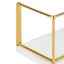 Load image into Gallery viewer, Kate and Laurel Benbrook Wood and Metal Wall Shelf Set, 2pk 24", White/Gold, 2 Count
