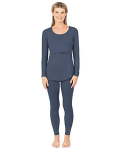 Kindred Bravely Jane Nursing Pajama Set | Nursing Pajamas for Breastfeeding (Slate Blue, Small)