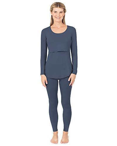 Kindred Bravely Jane Nursing Pajama Set | Nursing Pajamas for Breastfeeding (Slate Blue, Small)