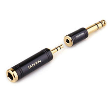Load image into Gallery viewer, NANYI 1/4 Inch - 1/8 Inch Stereo Headphone Adapter Cables Connector, Upgrade 3.5mm - 6.35mm Jack Stereo Socket Female to Jack Stereo Plug Male for Headphone, Amp Adapte, Black 1-1 Pack
