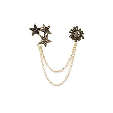Load image into Gallery viewer, A N KINGPiiN Stars With Hanging Chain And Stone Detailing Lapel Pin Badge Coat Suit Wedding Gift Party Shirt Collar Accessories Brooch for Men ,A13
