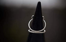Load image into Gallery viewer, Moonstone Silver Ring, 925 Sterling Silver and Three Moonstone Light Blue Gemstones Ring for Women, Size US 6.5, Triple Moonstone and Real Silver Boho Chic Statement Ring, Bohemian Gift Idea.
