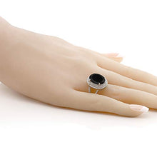 Load image into Gallery viewer, GemStoneKing 6.44 Carat 14X10MM Oval Natural Genuine Black Onyx Women&#39;s Ring Solid 925 Sterling Silver Cocktail Ring , Black and White , (SIZE 7)
