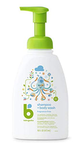 Babyganics Baby Shampoo + Body Wash Pump Bottle, Fragrance Free, 16oz, 3 Pack, Packaging May Vary