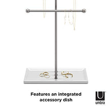 Load image into Gallery viewer, Umbra 299330-491-REM Trigem Hanging Organizer – 3 Tier Table Top Necklace Holder, Box Display with Jewelry Tray Base, One Size, Nickel
