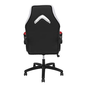 OFM ESS Collection Racing Style Bonded Leather Gaming Chair, in Red/White (ESS-3085-RED-WHT)