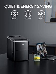 Silonn Ice Makers Countertop, 9 Cubes Ready in 6 Mins, 26lbs in 24Hrs, Self-Cleaning Ice Machine with Ice Scoop and Basket, 2 Sizes of Bullet Ice for Home Kitchen Office Bar Party