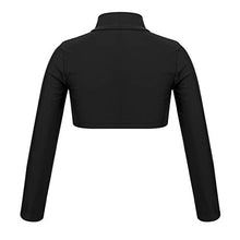 Load image into Gallery viewer, inlzdz Kids Girls Long/Short Sleeves/Sleeveless Crop Top Tight Shirt Dancewear Athletic Ballet Dance Yoga Costume Black 8
