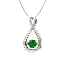 Load image into Gallery viewer, Diamondere Natural and Certified Emerald and Diamond Infinity Necklace in 14k White Gold | 0.49 Carat Pendant with Chain

