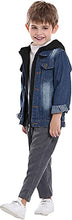 Load image into Gallery viewer, Cromoncent Kids Boys Casual Long Sleeve Button Down Denim Jacket Outwear with Pockets Hooded Black 12-18M
