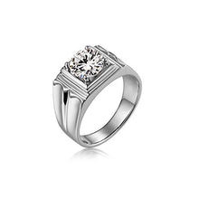 Load image into Gallery viewer, Gnzoe Men's 14k White Gold Wedding Engagement Ring 4-Prong 2ct Moissanite Size 7.5
