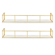 Load image into Gallery viewer, Kate and Laurel Benbrook Wood and Metal Wall Shelf Set, 2pk 24", White/Gold, 2 Count
