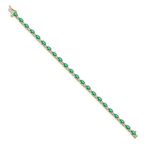 14k Yellow Gold Diamond Green Emerald Bracelet 7 Inch Gemstone Bm Fine Jewelry For Women Gifts For Her