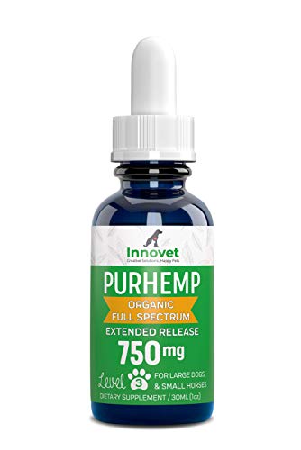 Innovet Pet PurHemp+ Hemp Oil for Dogs and Cats -100% Organic Natural Calming Drops - Anxiety Support - Hip and Joint Health - Pain Relief for Pets: Made in The USA (750mg PurHemp+)