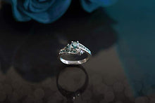 Load image into Gallery viewer, Dazzlingrock Collection 0.90 Carat (ctw) 14k Round Blue Diamond Ladies Swirl Bridal Engagement Ring Set, White Gold, Size 6
