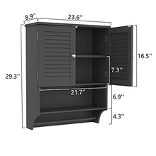 Load image into Gallery viewer, ChooChoo Bathroom Medicine Cabinet 2-Door Wall Cabinet Wood Hanging Cabinet with Adjustable Shelves and Towels Bar (Black)
