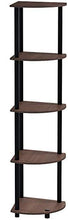 Load image into Gallery viewer, Furinno Turn-N-Tube 5 Tier Corner Shelf, Dark Brown Grain/Black
