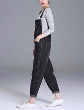 Load image into Gallery viewer, Soojun Women's Casual Baggy Denim Bib Overalls, Black, X-Small
