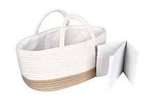 Load image into Gallery viewer, Mila Millie Baby Large Cotton Rope Diaper Caddy | Organizer Storage Bin for Nursery Essentials | Portable Bag for Changing Table and Car | 100% Natural Cotton | Eco Friendly (White &amp; Biege)
