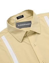 Load image into Gallery viewer, COOFANDY Men's Cuban Shirts Short Sleeve Western Shirt(Light Khaki,XX-Large)
