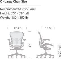 Herman Miller Aeron Task Chair: Tilt Limiter - PostureFit SL - Fully Adj Arm - Black Vinyl Armpad - Carpet Caster