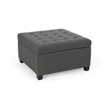 Load image into Gallery viewer, Christopher Knight Home Hedda Tufted Fabric Storage Ottoman, Dark Gray, Dark Brown

