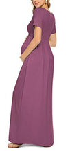 Load image into Gallery viewer, Xpenyo Women&#39;s Maternity Dresses Summer Casual Short Sleeve V Neck Wrap Long Maxi Dress Pregnancy Clothes for Baby Shower, Photoshoot, Party, Daily, Nursing, Mauve 2XL
